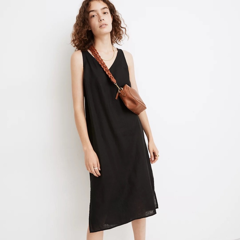 Madewell V-Neck Linen-Blend Tank Dress